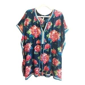 Matilda Jane Cool Shade Swim Cover Up Navy Blue Floral Size M Medium